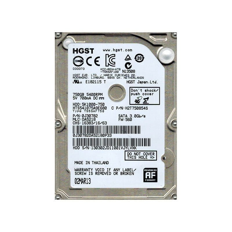 HTS541075A9E680 HGST Travelstar 5K1000 750GB SATA Hard Drive