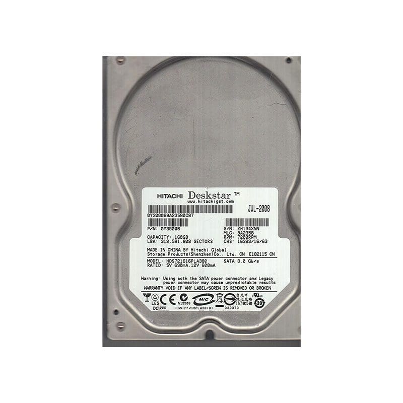 HDS721616PLA380 Hitachi Deskstar 7K160 160GB SATA Hard Drive